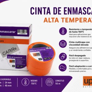Cinta de enmascarar naranja Alta Temperatura 150º 50 mt UPCARR